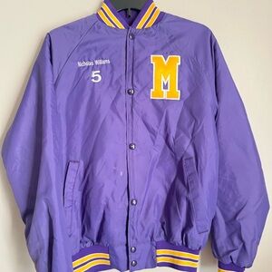 Purple Varsity Jacket with Yellow Letter M